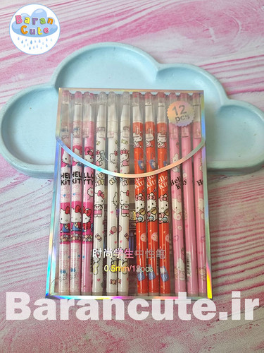 خودکار پاکن دار بسته ی 12 عددی طرح کیتی