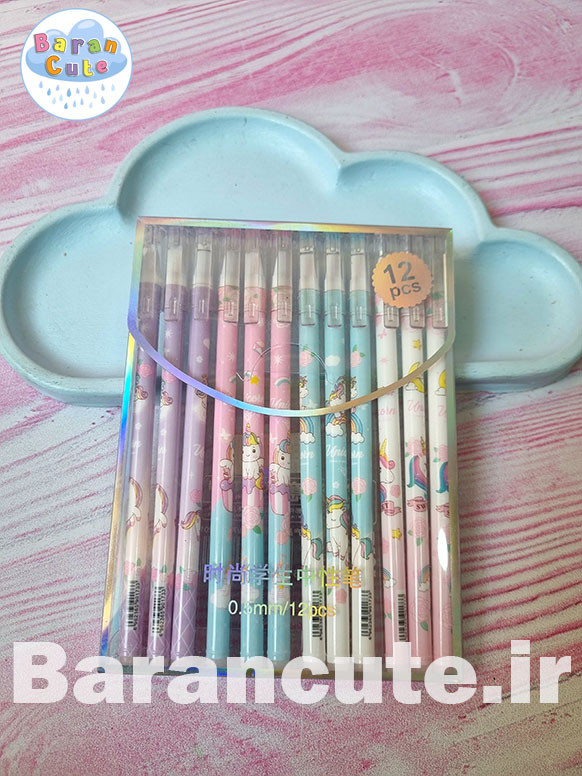 خودکار پاکن دار بسته ی 12 عددی طرح یونیکورن