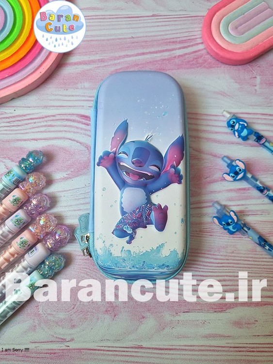 جامدادی نیم تبلتی برجسته طرح استیج آبی آسمانی