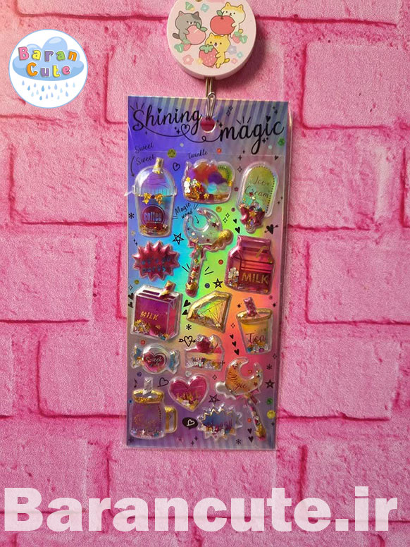 برچسب و استیکر برجسته شاین دار طرح قلب