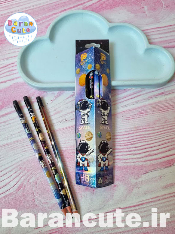 مداد فانتزی پاکن دار سه گوش طرح فضانورد
