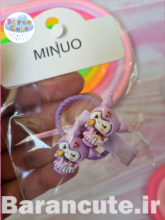 کش مو و گل سر دخترانه پیکسل دار عروسکی طرح کورومی