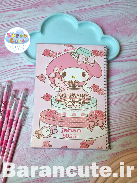 دفتر 50 برگ سیمی جلد شده طرح ملودی