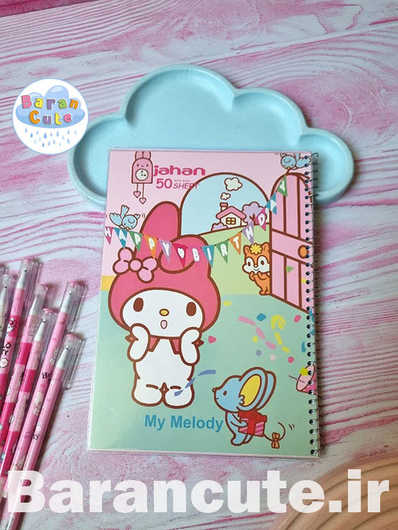 دفتر 50 برگ سیمی جلد شده طرح ملودی 2