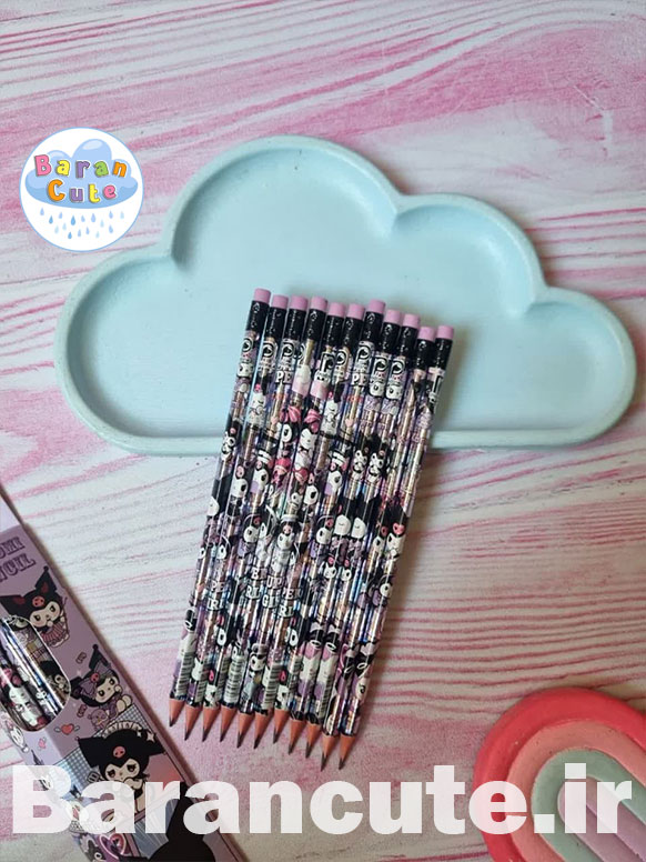 مداد فانتزی پاکن دار سه گوش هولوگرامی براق طرح کورومی