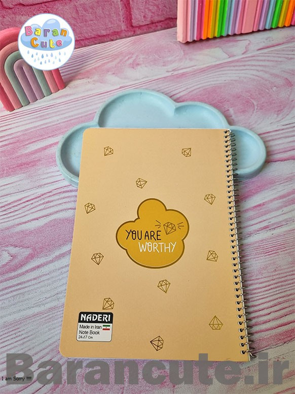 دفتر 60 برگ سیمی جلد گلاسه طرح گلبهی پاستیلی طلاکوب