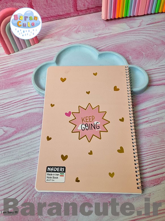 دفتر 60 برگ سیمی جلد گلاسه طرح کالباسی پاستیلی طلاکوب