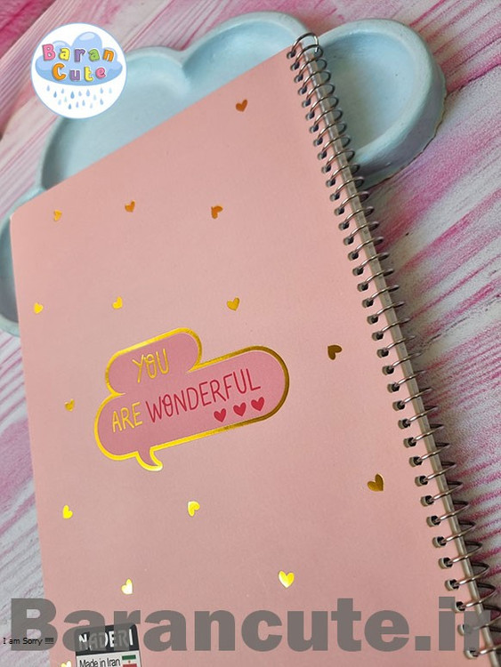 دفتر 60 برگ سیمی جلد گلاسه طرح صورتی پاستیلی