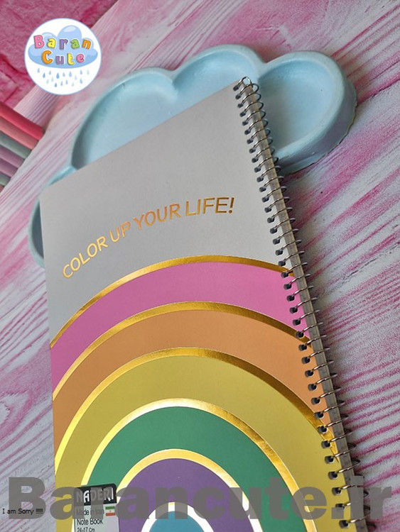 دفتر 60 برگ سیمی جلد گلاسه طرح رنگین کمان مینیمال