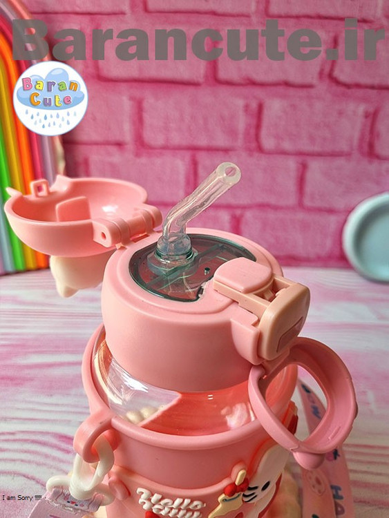 قمقمه فانتزی وارداتی نی دار طرح کیتی عروسکی