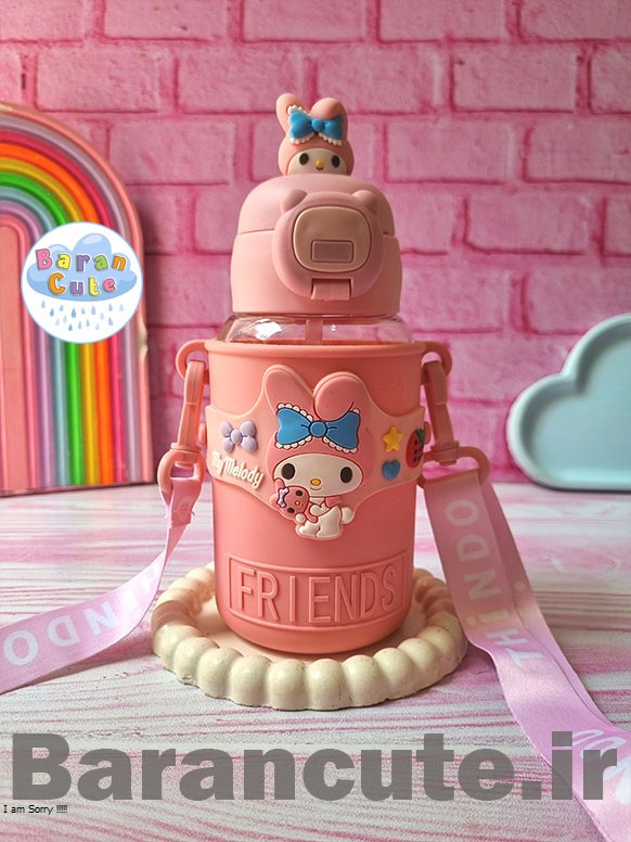 قمقمه فانتزی وارداتی نی دار با محافظ سیلیکونی طرح ملودی عروسکی