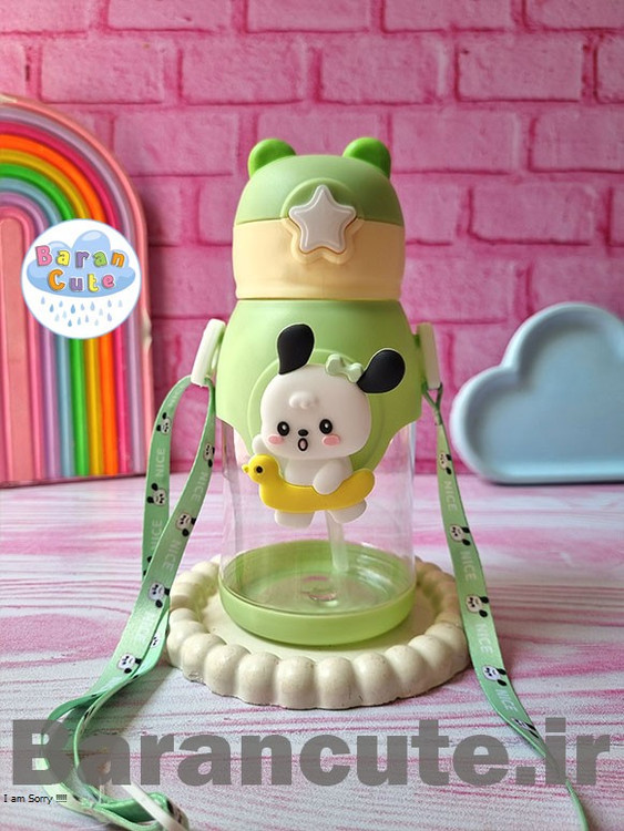 قمقمه فانتزی وارداتی نی دار با با عروسک اسپینری طرح پوچاکو