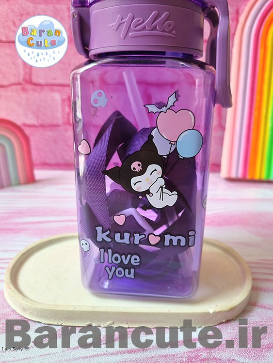 قمقمه فانتزی نی دار طرح کورومی بنفش