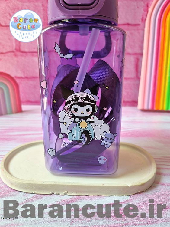 قمقمه فانتزی وارداتی نی دار طرح بنفش