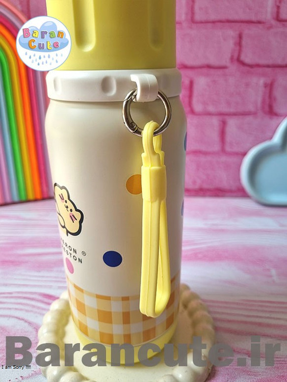 تراول ماگ اورجینال (فلاسک مسافرتی) ( نی دار و لب نوش ) طرح پیشی لیمویی