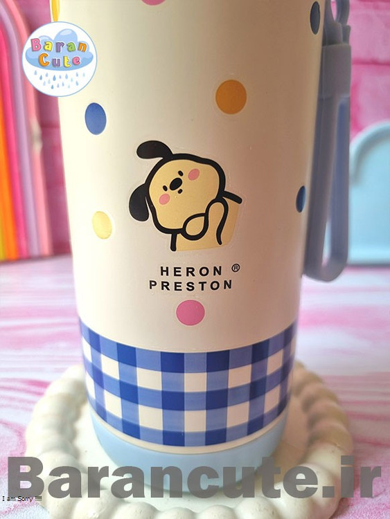 تراول ماگ (فلاسک مسافرتی) لیوان دار لب نوش طرح هاپو آبی