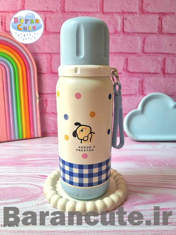 تراول ماگ اورجینال (فلاسک مسافرتی) لیوان دار لب نوش طرح هاپو آبی