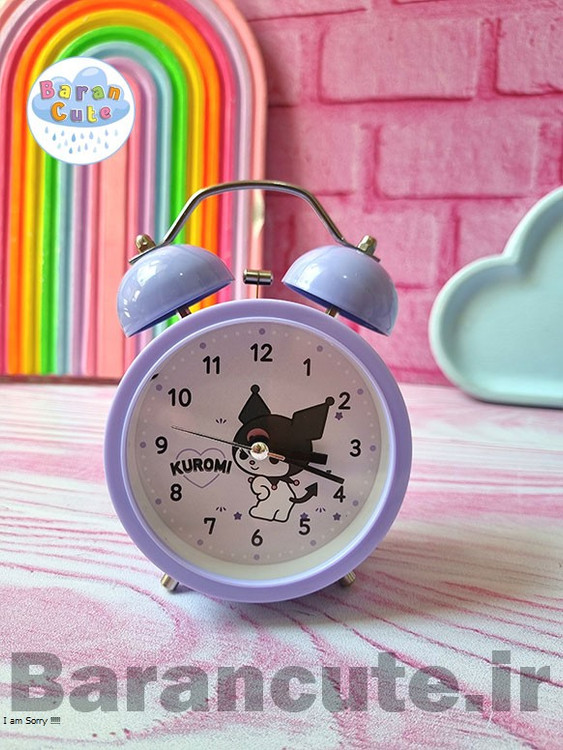 ساعت رومیزی فانتزی زنگ دار بدنه فلزی طرح کورومی بنفش