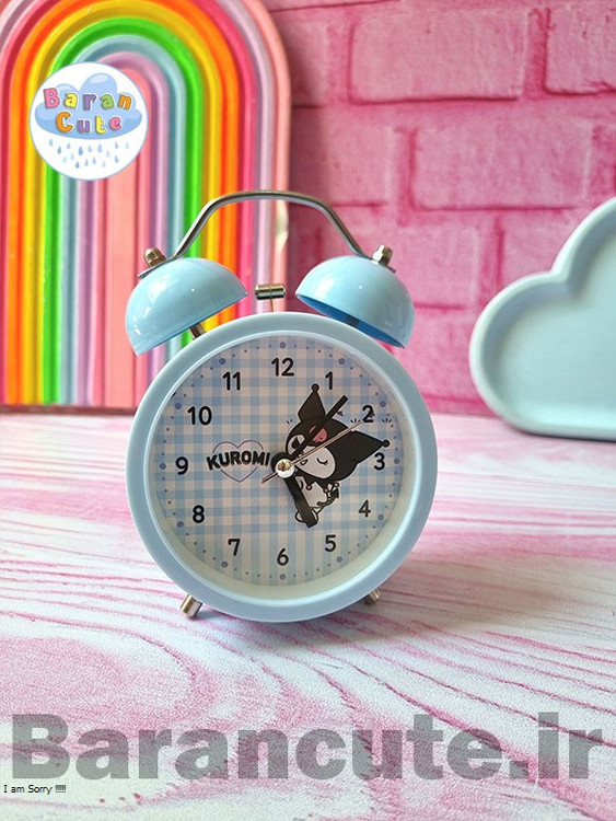 ساعت رومیزی فانتزی زنگ دار بدنه فلزی طرح کورومی آبی پاستیلی