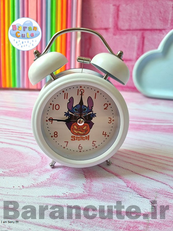 ساعت رومیزی فانتزی زنگ دار بدنه فلزی طرح استیج سفید