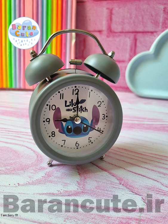 ساعت رومیزی فانتزی زنگ دار بدنه فلزی طرح استیج طوسی