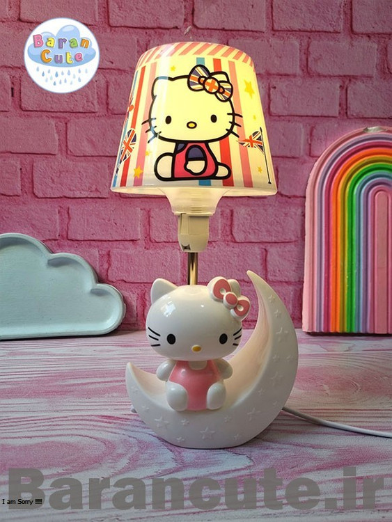 چراغ خواب و آباژور کودک طرح کیتی روی ماه