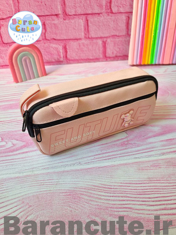 جامدادی وارداتی پینترستی دو زیپ صورتی