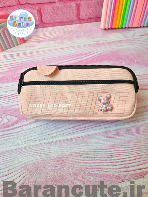 جامدادی وارداتی پینترستی دو زیپ صورتی پاستیلی