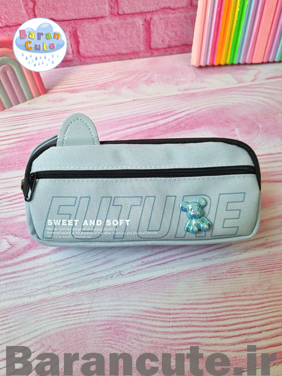 جامدادی وارداتی پینترستی دو زیپ آبی پاستیلی