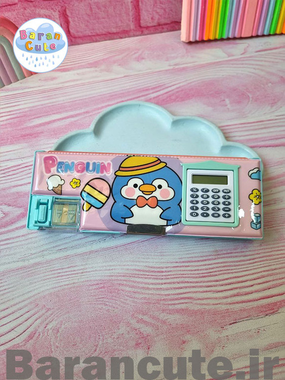جامدادی کتابی مگنتی ماشین حساب دار طرح پنگوئن