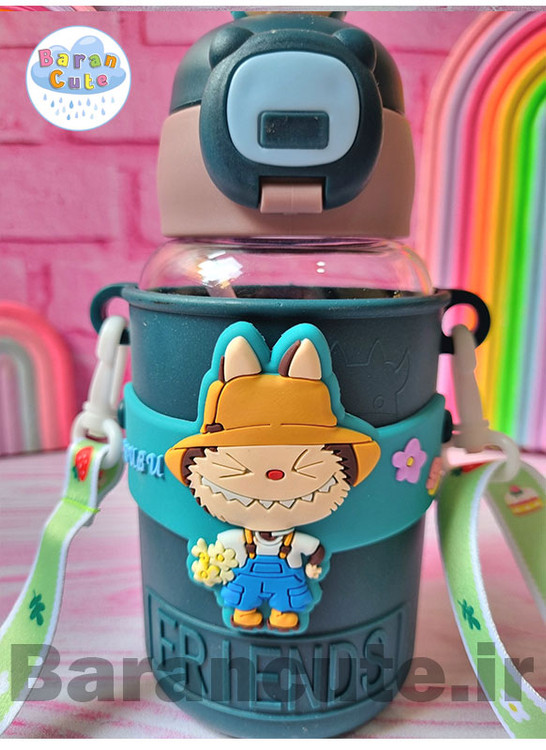 قمقمه فانتزی وارداتی با محافظ و عروسک طرح لبوبو