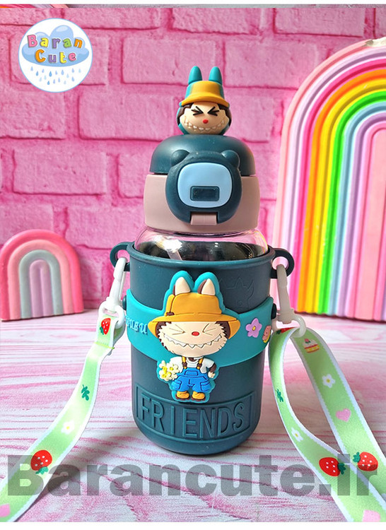 قمقمه فانتزی وارداتی با محافظ و عروسک سیلیکونی طرح لبوبو
