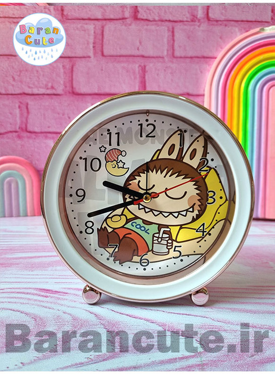ساعت رومیزی و دیواری فانتزی زنگ دار طرح لبوبو سفید