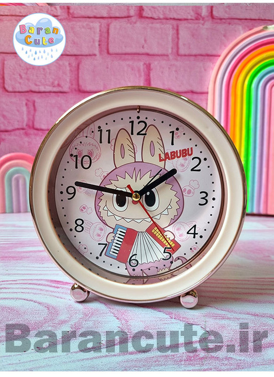 ساعت رومیزی و دیواری فانتزی زنگ دار طرح لبوبو صورتی