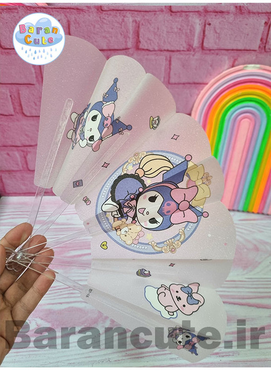 بادبزن فانتزی بچگانه شاین دار طرح کورومی یاسی