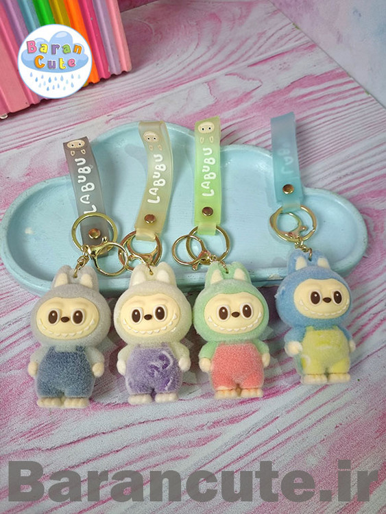 جاکلیدی جاسویچی فانتزی همراه با بند آویز( چراغدار ) طرح لبوبو