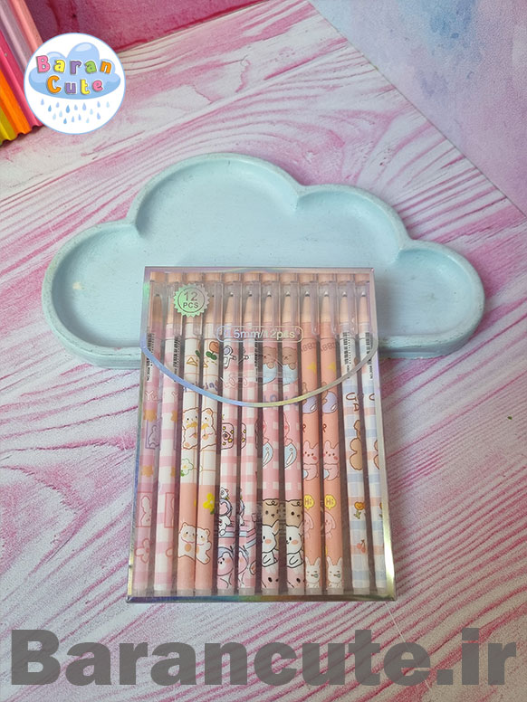خودکار پاکن دار اقتصادی بسته ی 12 عددی طرح تدی کیوت
